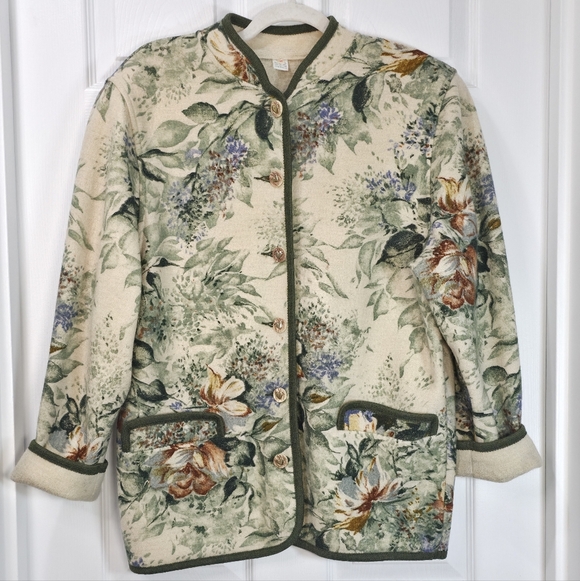 VTG Unique Tapestry Jacket - Floral Blanket Coat Aesthetic - Boho / Coastal L - Picture 2 of 8